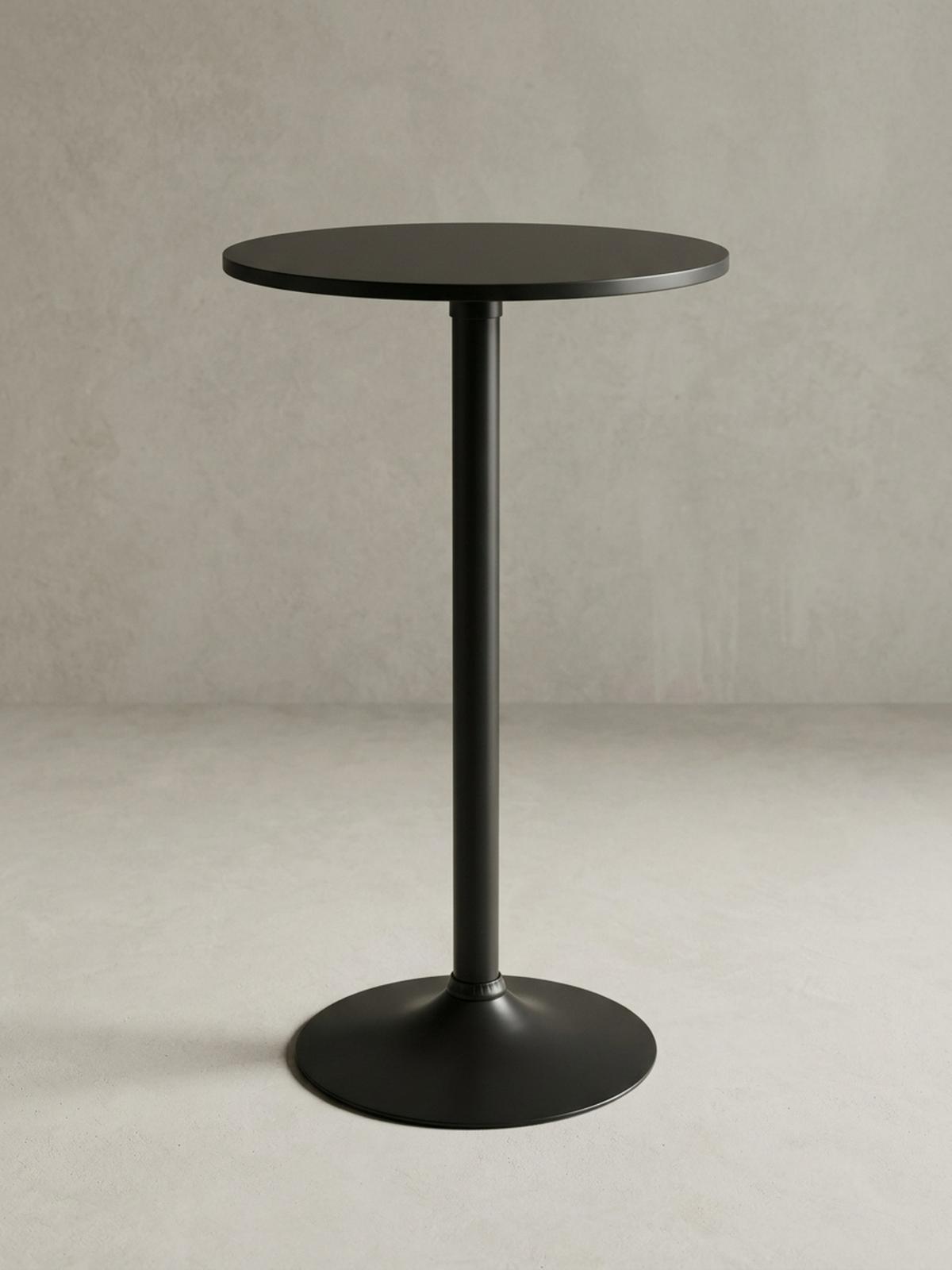 BARTISCH – Schwarz, Trompetenfuß, 30 kg Belastbarkeit - Schwarz, Holz/Metall (60/60/100cm) - KADIMA DESIGN