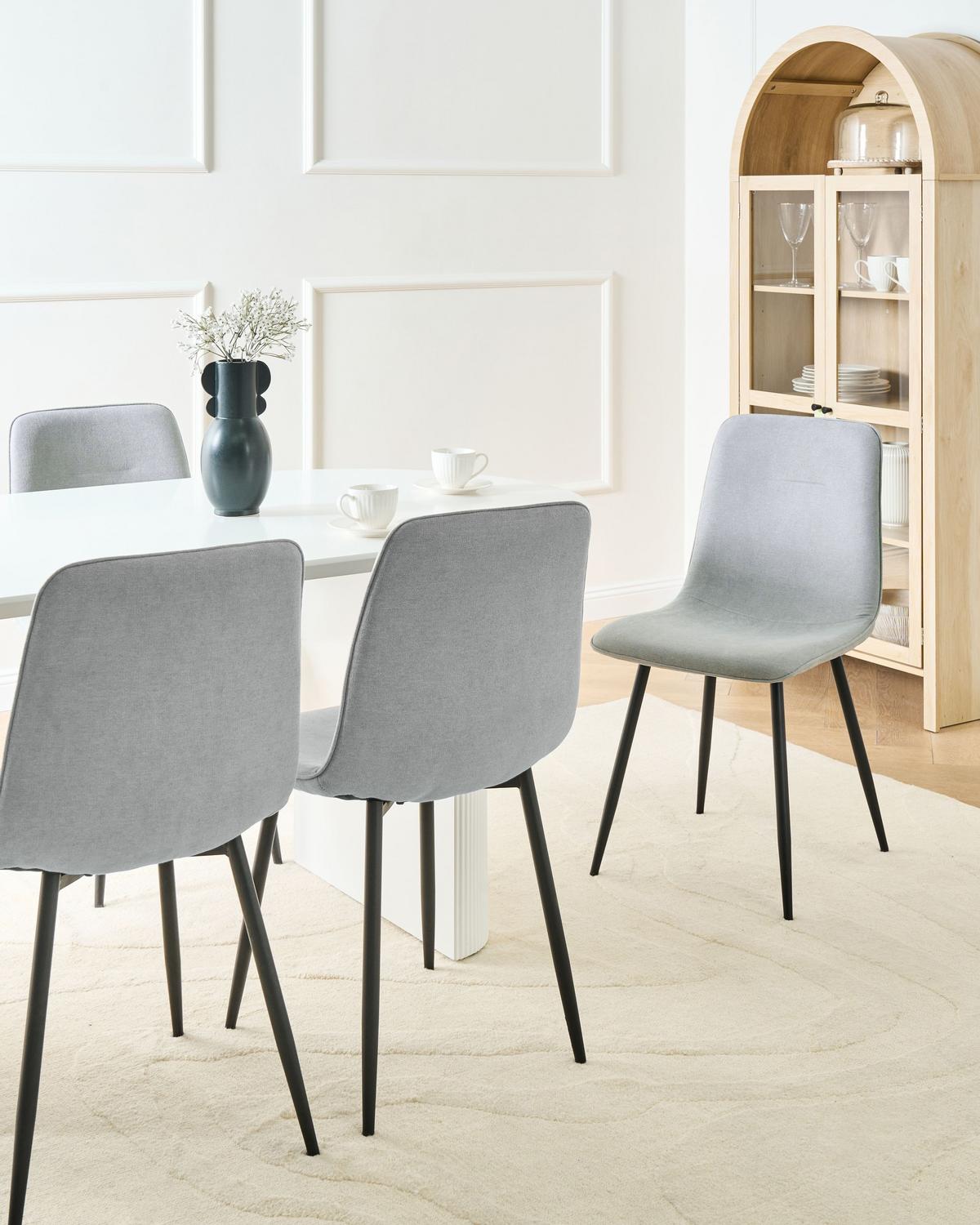 ESSZIMMERSTUHL 4er-Set Hellgrau Tuscola - Hellgrau/Schwarz, Textil (46/88/58cm) - Beliani