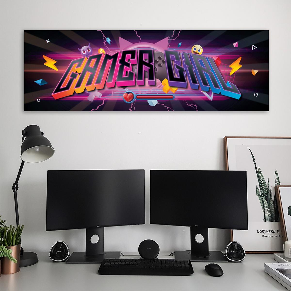 WANDBILD gaming zone inschrift - Multicolor, Textil (90/30cm) - Feeby
