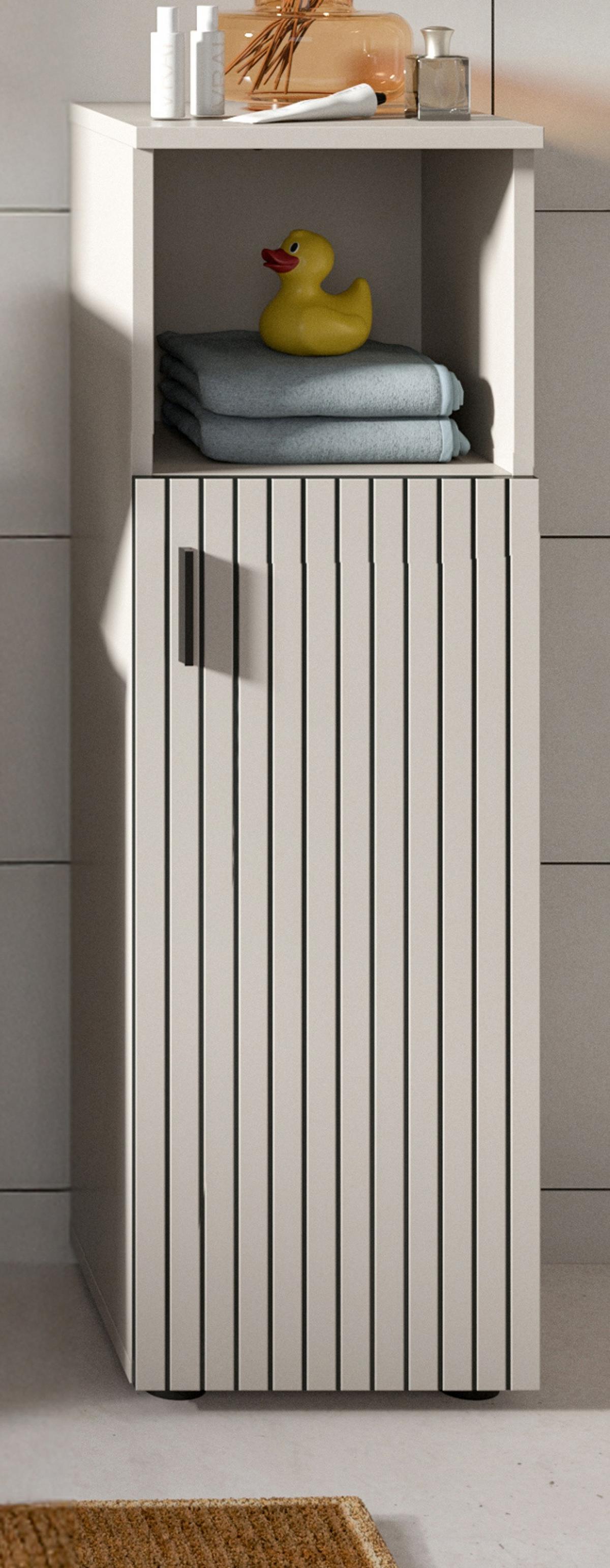 KOMMODE kaschmir 30 x 95 cm, Badschrank Türanschlag wechselbar - Kaschmir/Schwarz, Holzwerkstoff/Kunststoff (30/95/30cm) - Inn.Furn