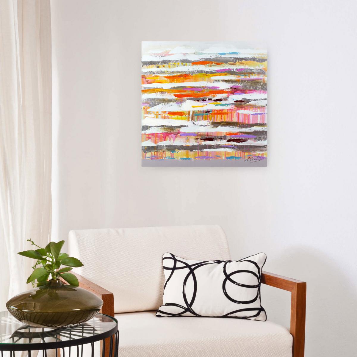 ÖLGEMÄLDE 60/60 cm - Blau/Gelb, Holz/Textil (60/60cm) - KUNSTLOFT