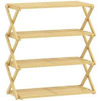 SCHUHREGAL mit 4 Ebenen Schuhablage aus Bambus für 12 Paar Schuhe Natur - Naturfarben, Naturmaterialien/Bambusholz (60/67/29cm) - HOMCOM