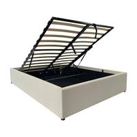 BETTKASTEN bezogen mit samt romy 204/152/36,5 cm - Beige, Holzwerkstoff (140/190cm) - Calicosy