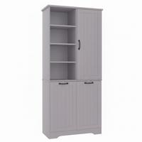 HOCHSCHRANK (Bad) Grau mit Doppel-Wäschekorb - Grau, Holzwerkstoff (78/173/35cm) - Urban Meuble