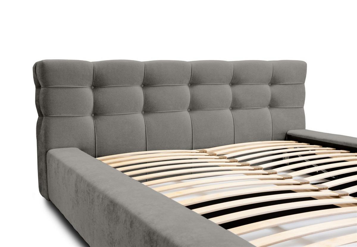 POLSTERBETT Antonio Stoff Ditra - Grau, Holzwerkstoff/Textil (180/200cm) - Fun Möbel