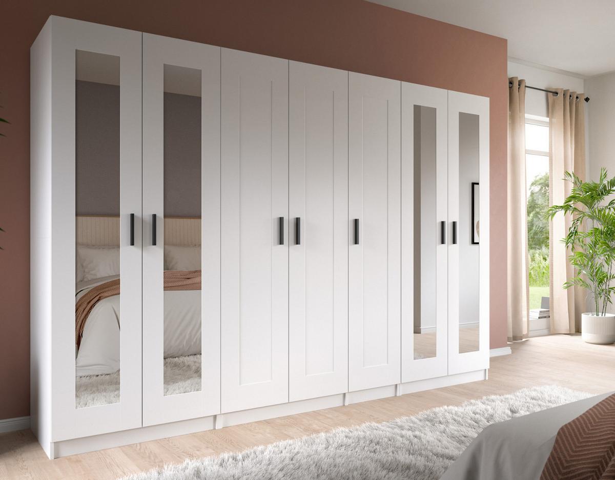 KLEIDERSCHRANK in weiß 120 x 194 cm, Drehtürenschrank 3-türig skandinavisch - Schwarz/Weiß, Holzwerkstoff/Kunststoff (120/194/56cm) - Inn.Furn