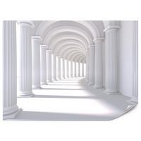 FOTOTAPETE für Wohnzimmer Räumlich Tunnel Historische Säulen 200x140 - Weiß/Grau, Papier (200/140cm) - Muralo