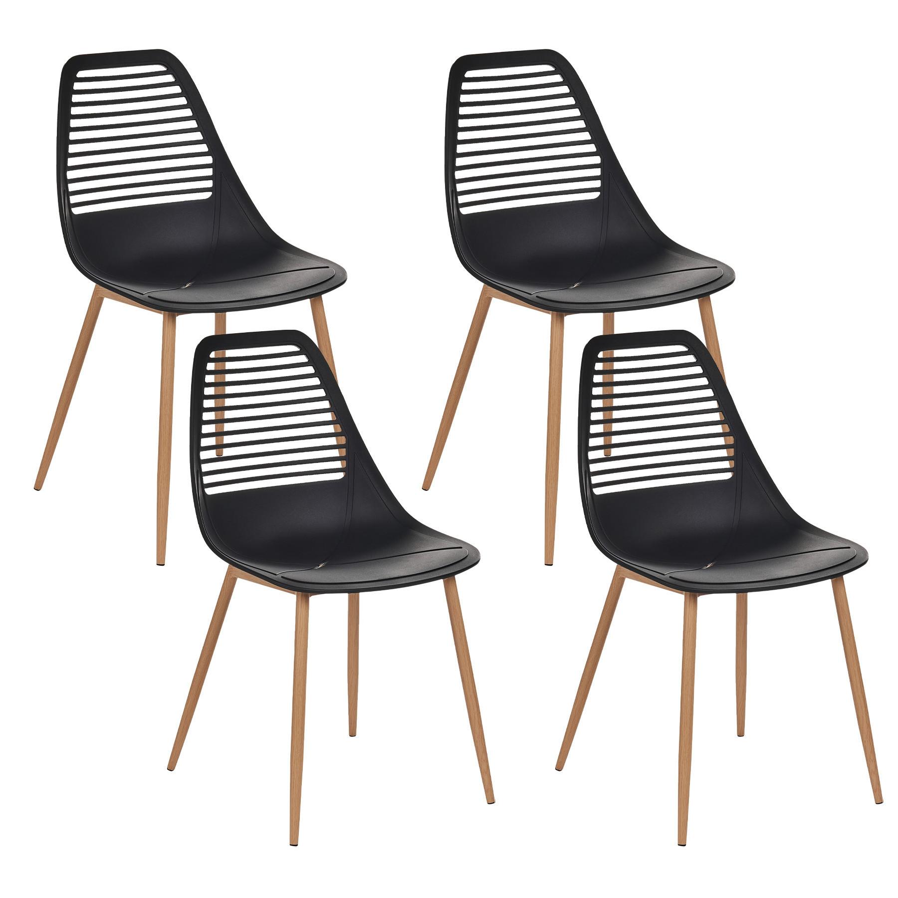 ESSZIMMERSTUHL 4er-Set Schwarz Montello - Schwarz/Braun, Kunststoff (46/84/54cm) - Beliani