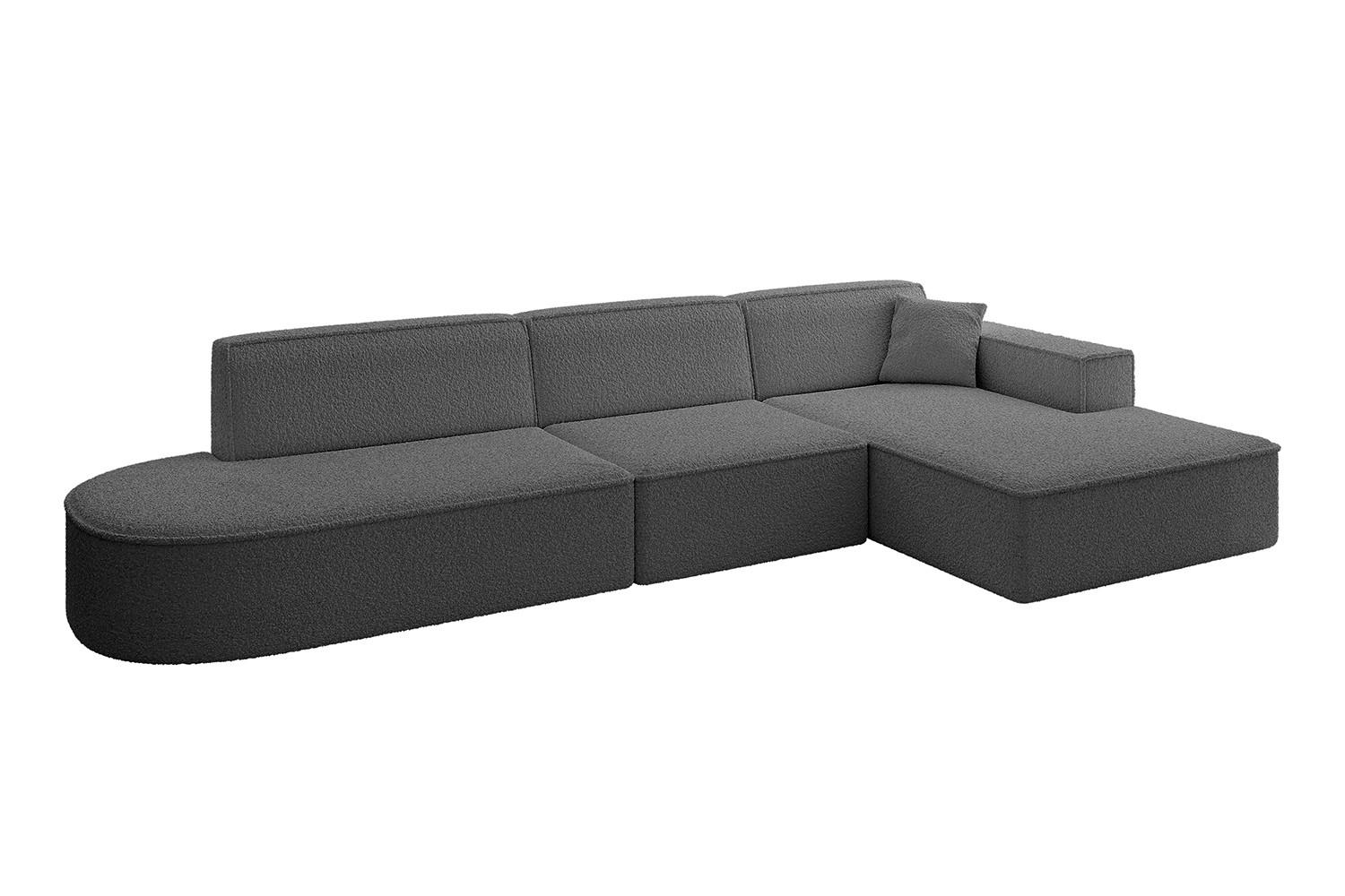ECKSOFA Ottomane Rechts IREA-L2-v4 - 327x165x77 cm Grau - Olivgrün, Holzwerkstoff/Textil (327/165cm) - ALTDECOR
