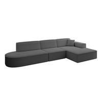 ECKSOFA Ottomane Rechts IREA-L2-v4 - 327x165x77 cm Grau - Olivgrün, Holzwerkstoff/Textil (327/165cm) - ALTDECOR