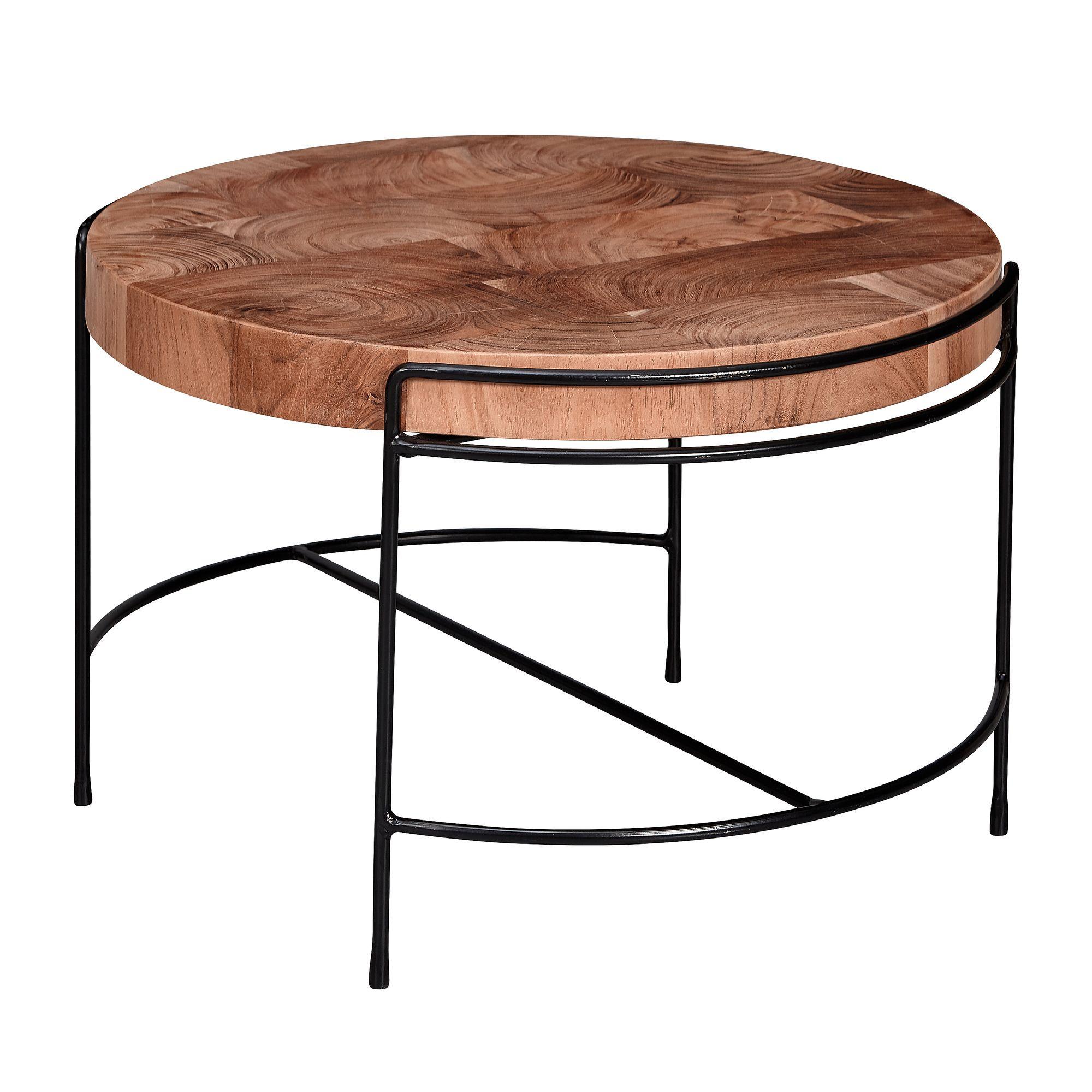 COUCHTISCH Industrial, Akazienholz Mattschwarz Metallgestell, 62x40x62 cm - Beige/Schwarz, Holz/Metall (62/62/40cm) - KADIMA DESIGN