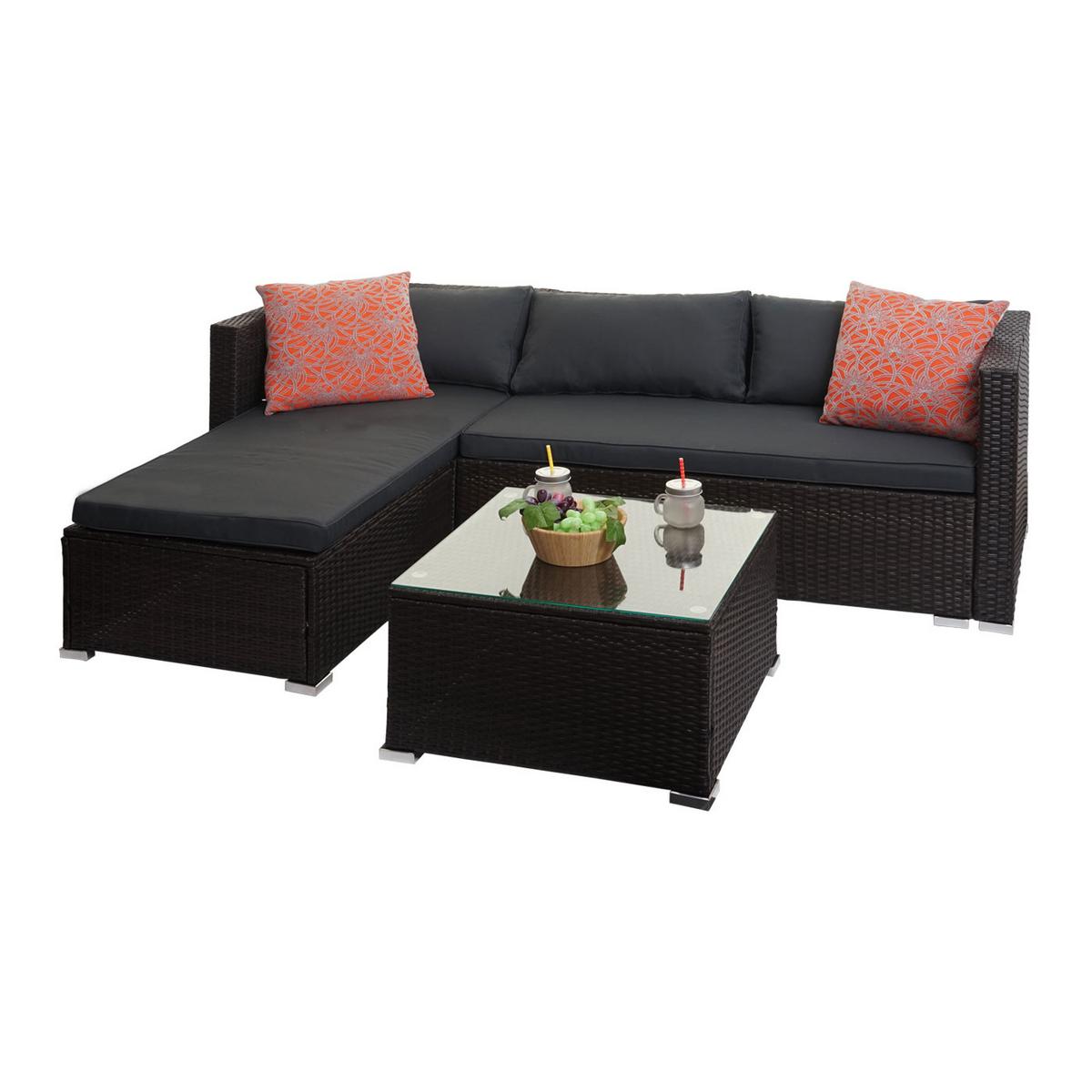 POLY-RATTAN GARNITUR Braun, Grau - Braun/Grau, Kunststoff - MCW
