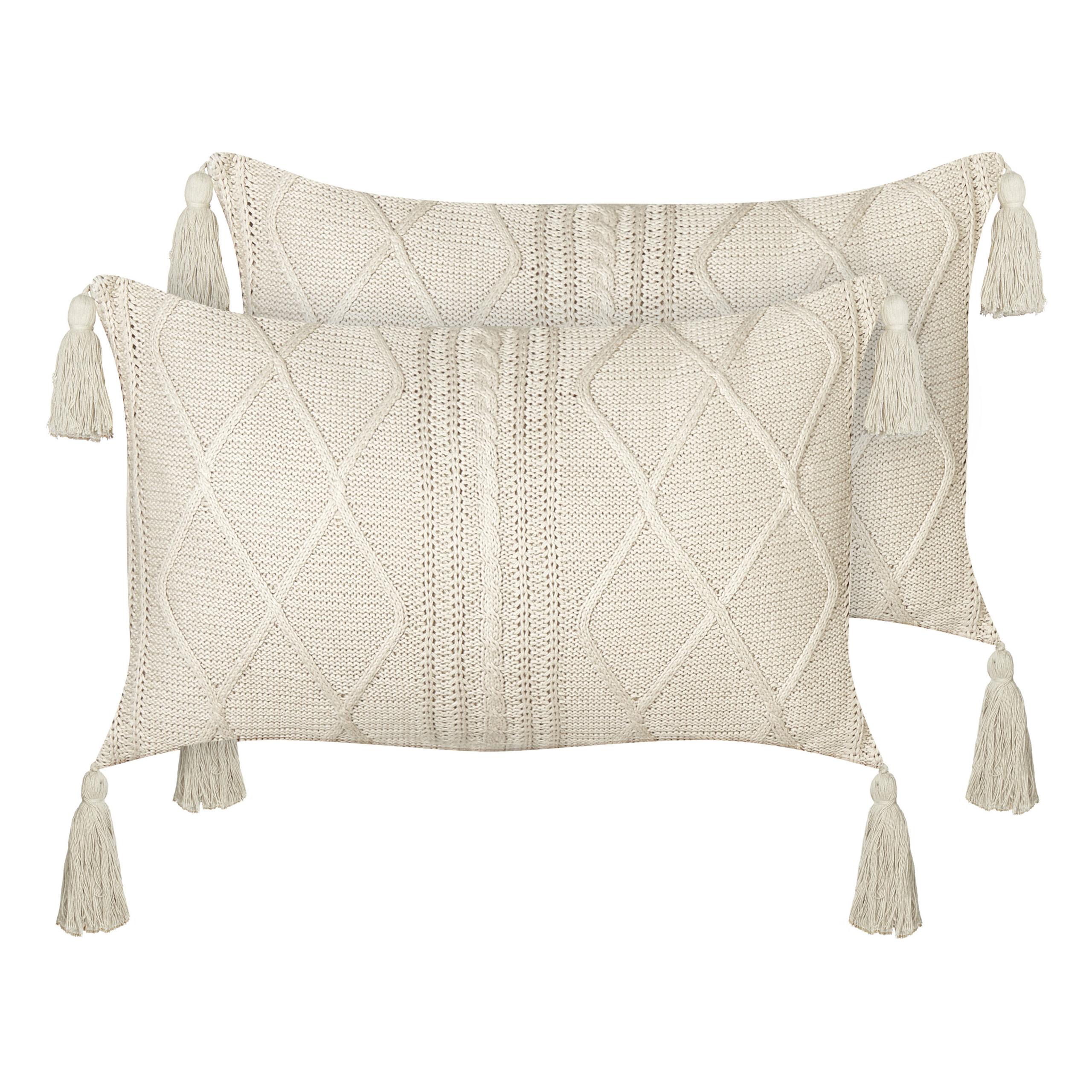 DEKOKISSEN 2er-Set Beige 30/50 cm Caesia - Beige, Textil (30/50cm) - Beliani