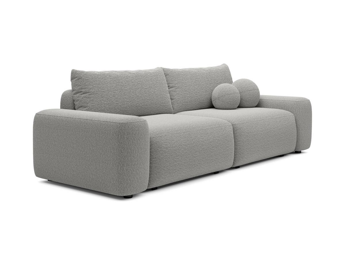 BETTSOFA RUOTA Grau Bucle-Stoff mit Schlaffunktion - Grau, Textil (105/87/257cm) - MASSENO