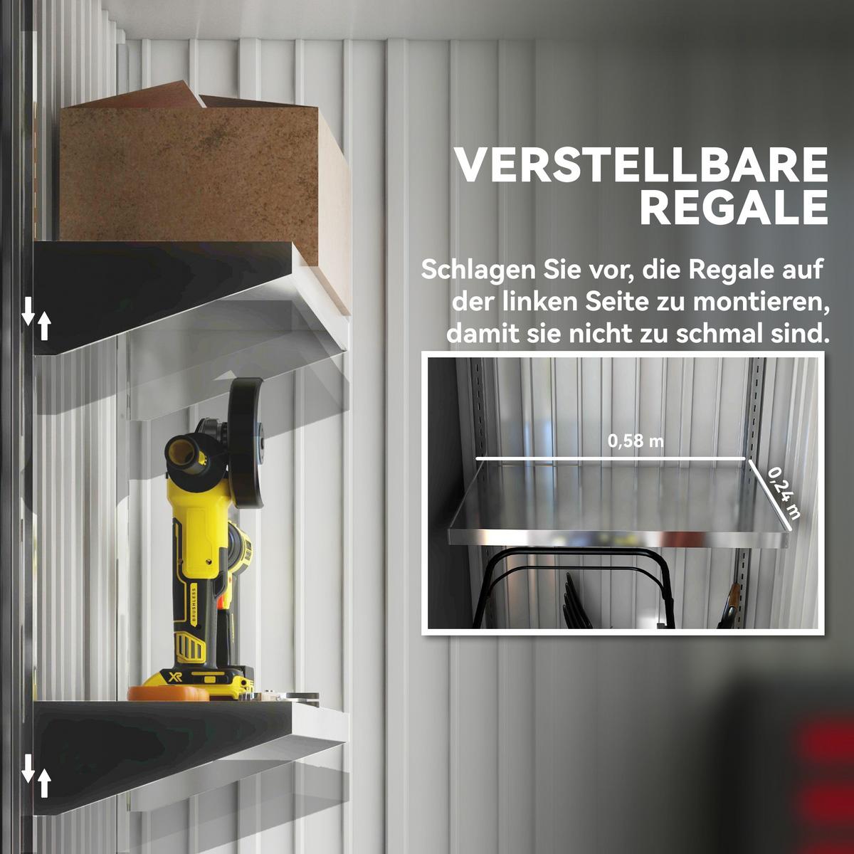 GERÄTEHAUS Verzinkter Stahl Grau - Grau, Metall (95/181/161cm) - Outsunny
