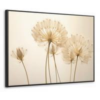 LEINWAND Bilder mit Rahmen - Sonnenlicht - Löwenzahn - Botanisch - Blumen - 70x50 - Creme, Textil (70/50cm) - MuchoWow
