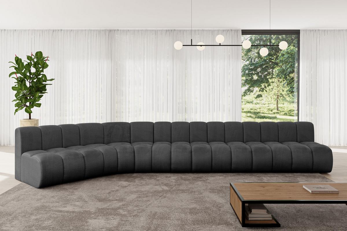 ECKSOFA modulares Sofa Montra-L3 - 472x174x70 cm Schwarz - Schwarz, Holzwerkstoff/Textil (472/174cm) - ALTDECOR