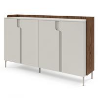KOMMODE Positivo mit 4 Türen, 180 cm, Alba-Nuss + Kaschmir - Nussbaumfarben, Holzwerkstoff (183/110/42cm) - Beautysofa