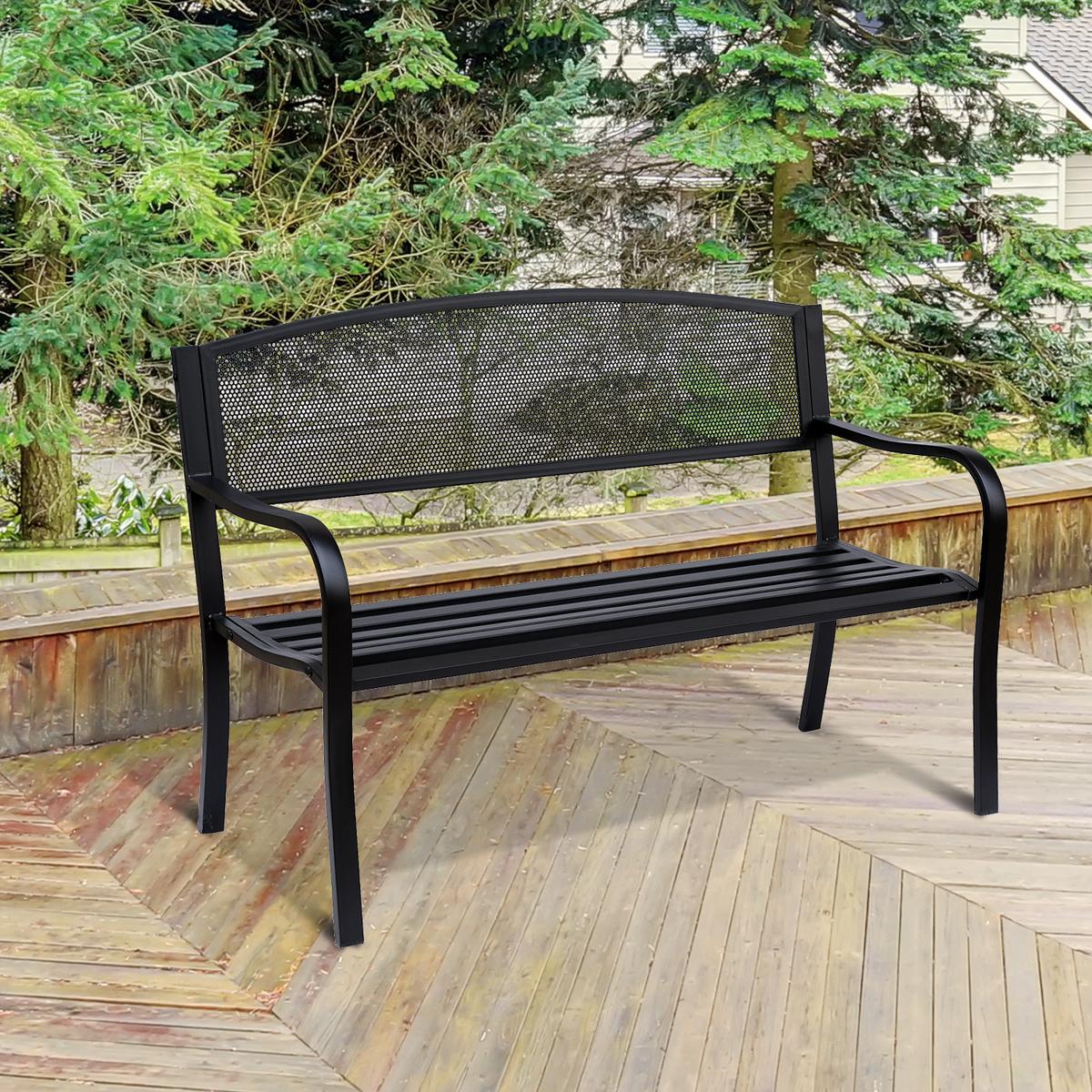 GARTENBANK, 2-Sitzer, B127 x T60 x H87cm, Stahl, Schwarz - Schwarz, Metall (60/87/127cm) - Outsunny