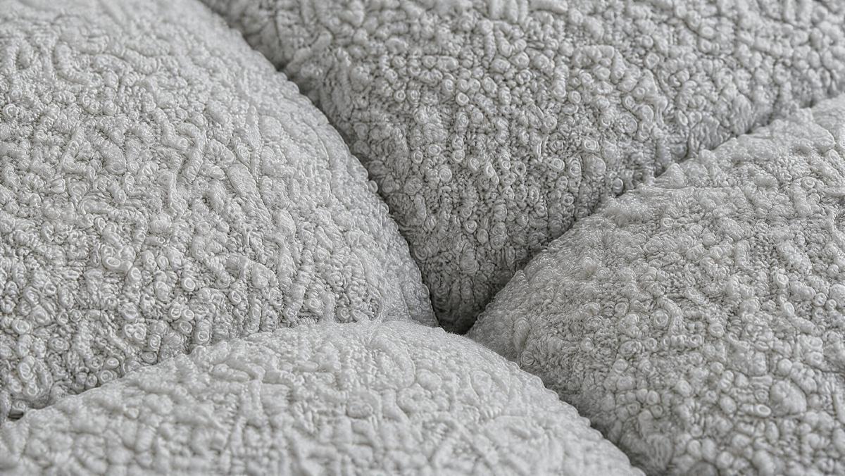 WOHNLANDSCHAFT OVIA U mit Bettkasten und Schlaffunktion, Bouclé-Stoff in U-Form - Hellgrau, Textil (350/80/185cm)
