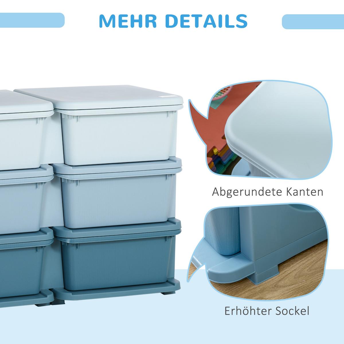 SCHUBLADENSCHRANK für Kinder Aufbewahrungsboxen mit 6 Ebenen Kindermöbel Blau - Blau, Kunststoff (37/56.5/75cm) - HOMCOM