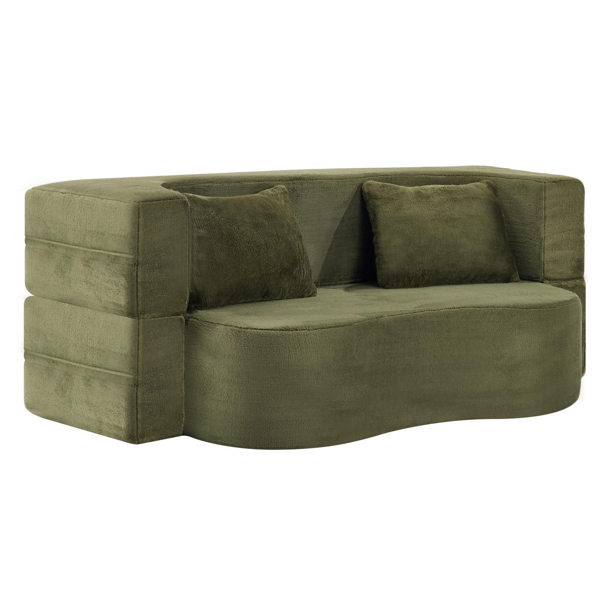 SCHLAFSOFA mikrofaser in olivgrün, faltbares gästebett & montagefrei - Grün, Textil (180/70/55cm) - Urban Meuble