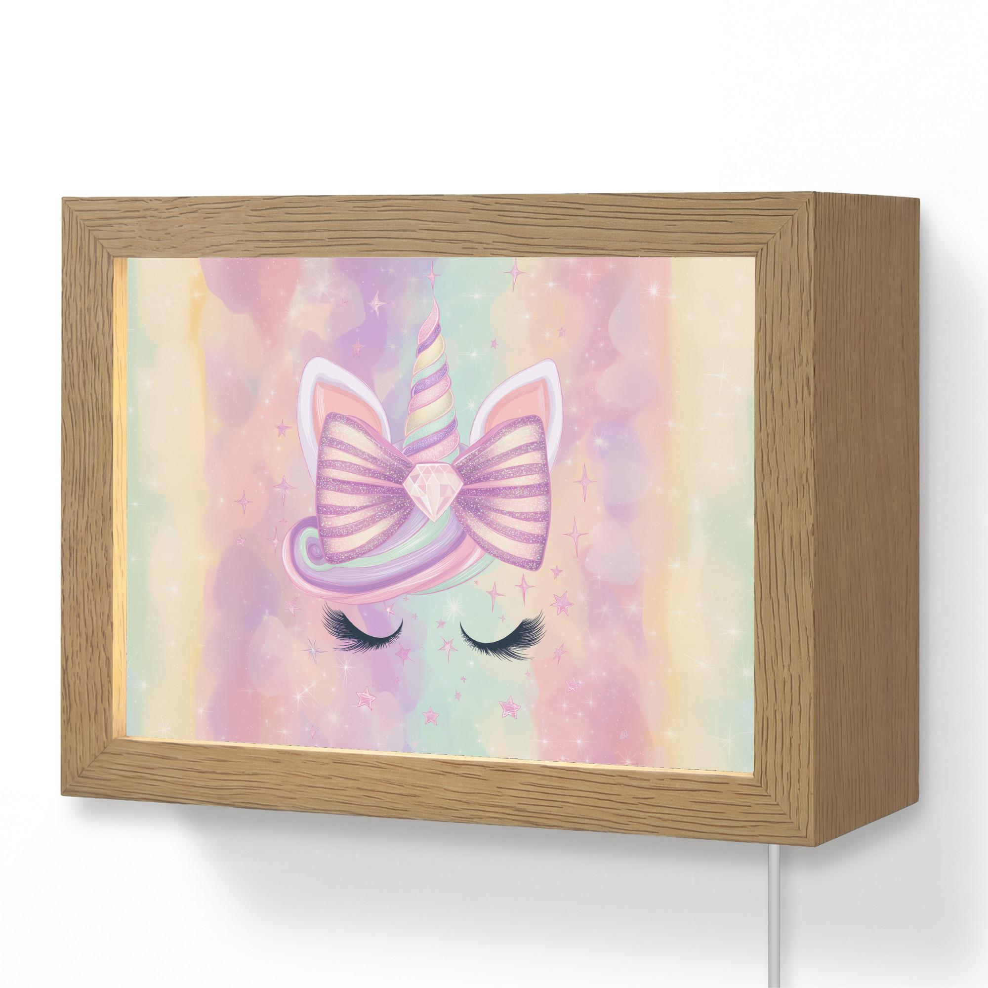 WANDLEUCHTE Einhorn - Glitzer - Regenbogen - Pastell 20x15 cm - Hellrosa, Holzwerkstoff (20/15/8cm) - OnlyWow