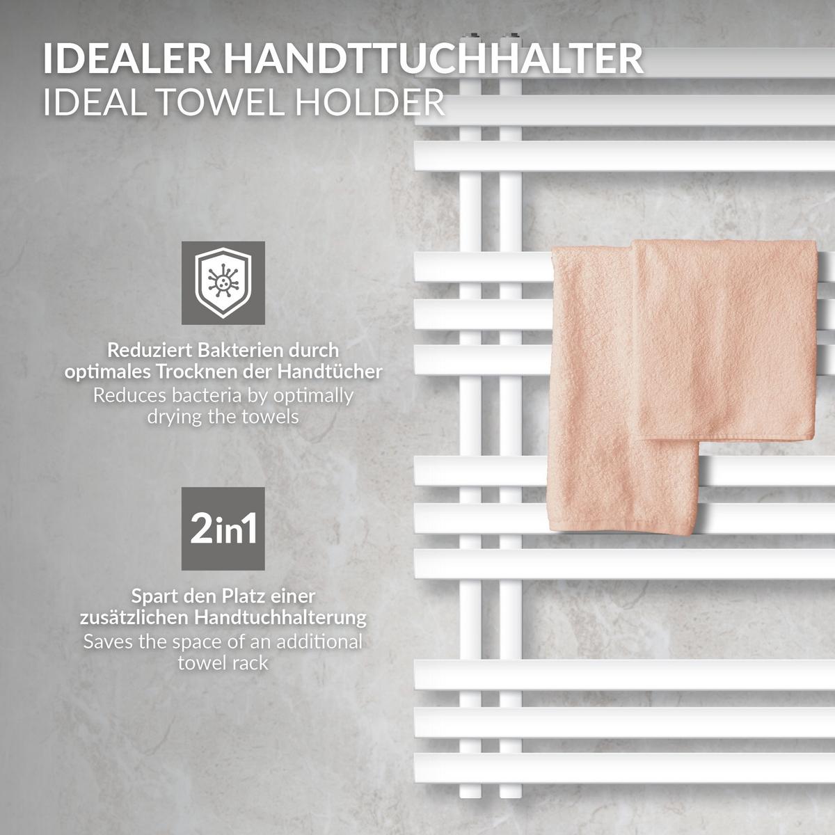BADHEIZKÖRPER elektrisch Iron EM 500x1000 mm Weiß mit Heizstab 300W Digital - Weiß, Metall (50/100/3cm) - LuxeBath
