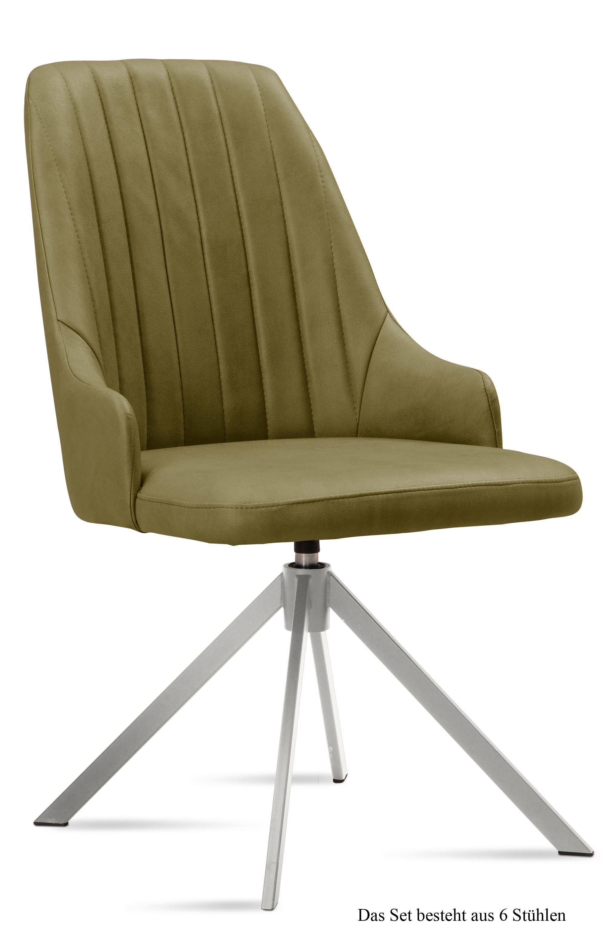 ESSZIMMERSTUHL drehbar (6er-Set) Davorka 52x91x60 Edelstahl/Olivgrün - Edelstahlfarben/Olivgrün, Kunststoff (60/91/52cm) - 58aufmkessel