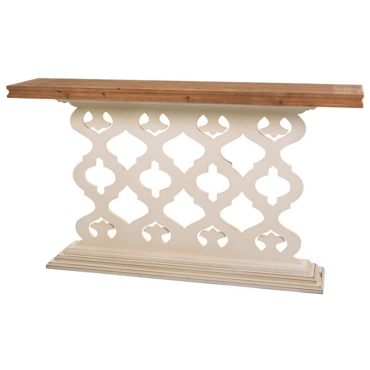 EINGANGSKONSOLE aus geschnitztem Holz 142x30x79 cmWeiße - Beige, Holz (30/142/78.5cm) - Wanderlust