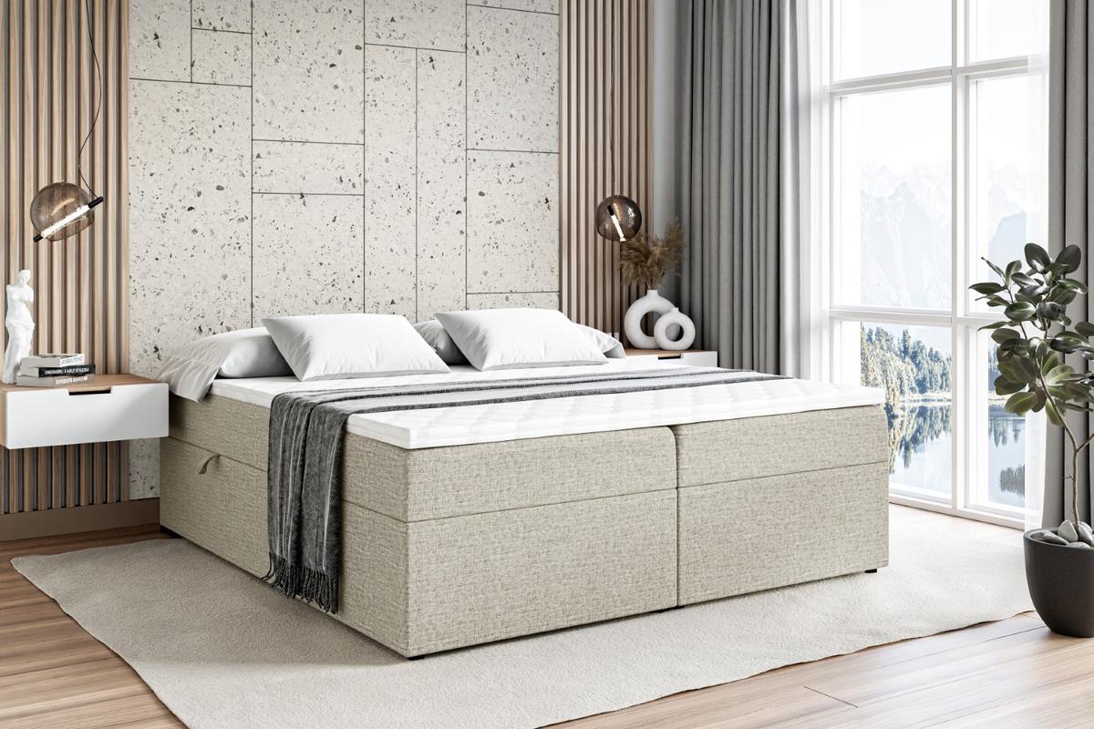 BOXBETT mit H3-Matratze und Lattenrost - MARCE BW - 140x200 Beige - Beige, Holzwerkstoff (140/200cm) - ALTDECOR