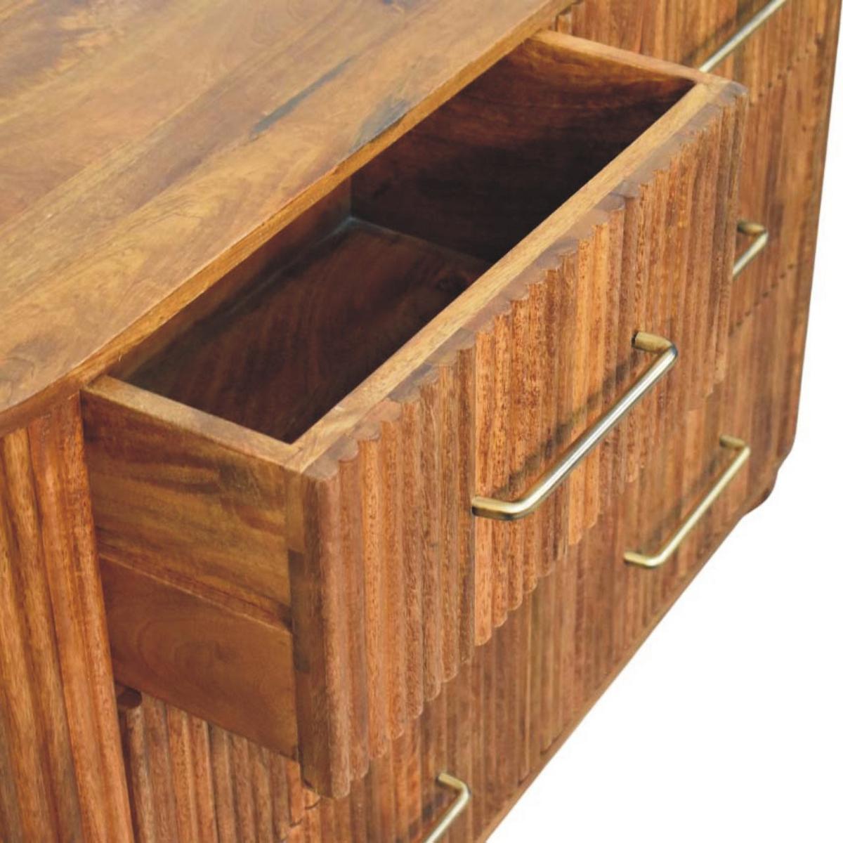 SIDEBOARD mit Amber-Eichen-Finish, Platz auf der Tischplatte, braun - Goldfarben/Braun, Holz/Metall (135/79/35cm) - Artisan Furniture