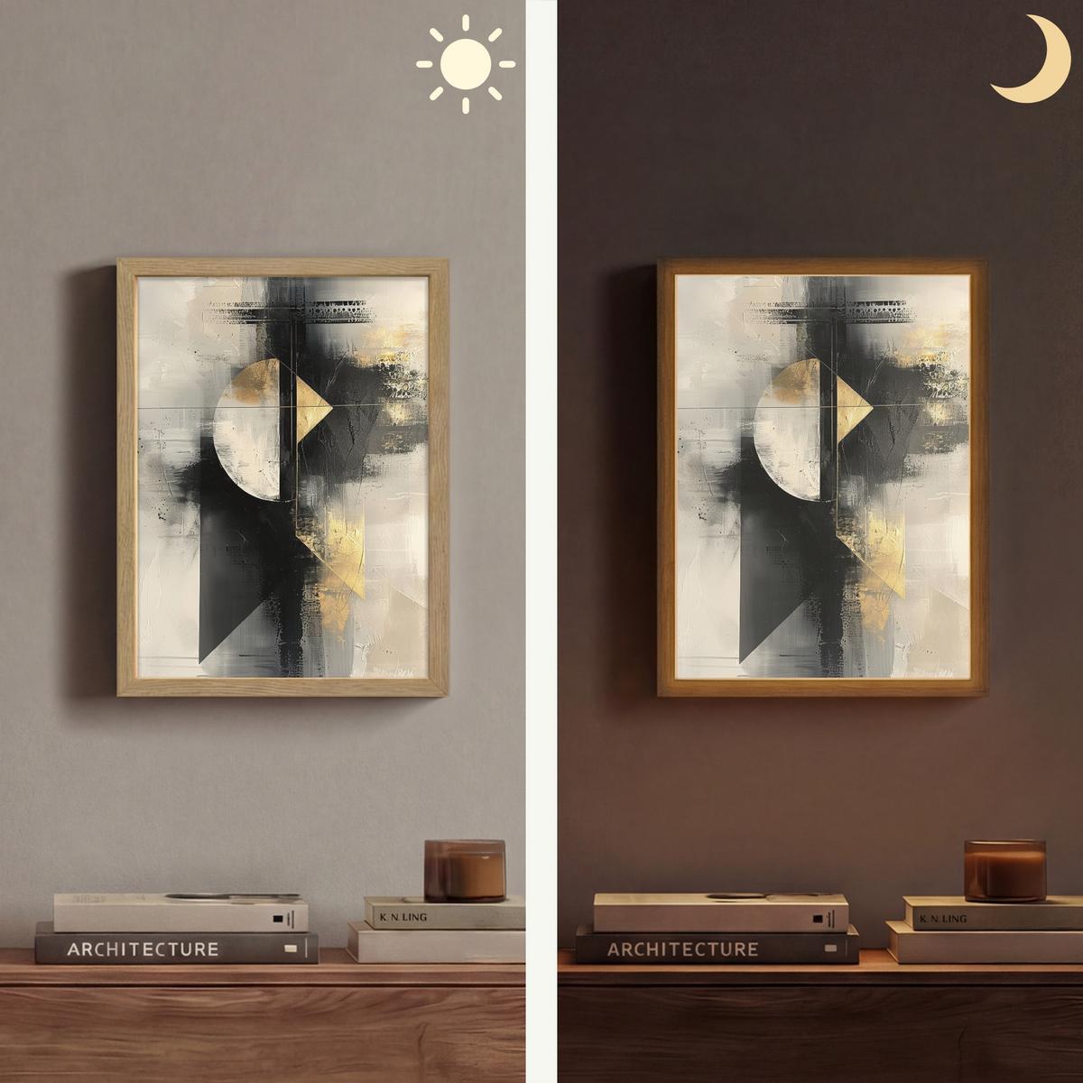 WANDLEUCHTE MIT AKKU Abstrakt - Schwarz - Farbe - Modern 30x40 cm - Grau, Holzwerkstoff (30/40/8cm) - OnlyWow