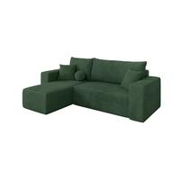 ECKSOFA mit Schlaffunktion Ottomane Links SENO-L 249x139x85 Grün Cord - Dunkelgrün/Schwarz, Holzwerkstoff/Kunststoff (249/139cm) - ALTDECOR