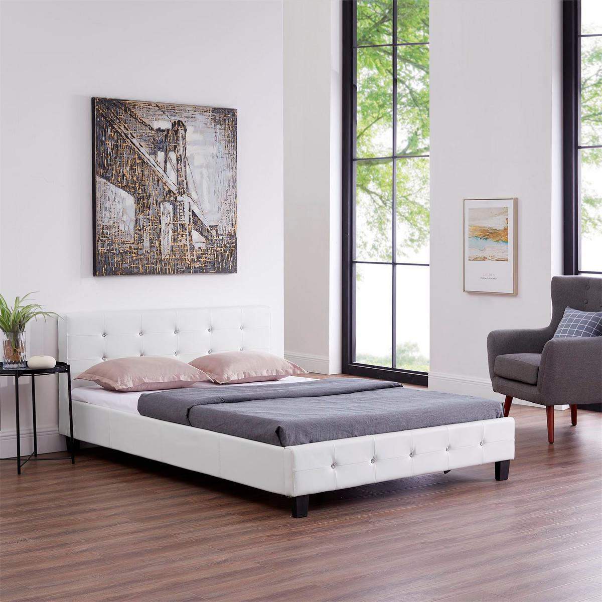 POLSTERBETT KINGSTON 140x200 cm weiß - Weiß, Textil (140/200cm) - CARO-Möbel