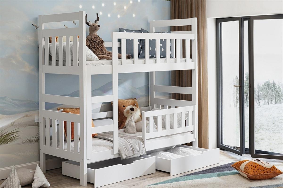 ETAGENBETT DINOS mit Bettkasten 80x185 cm Weiß - Weiß, Holz (80/185cm) - MASSENO
