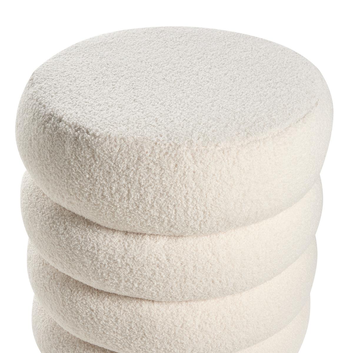 POUF Bouclé Cremeweiß Sumpter - Weiß, Textil (43/47/43cm) - Beliani