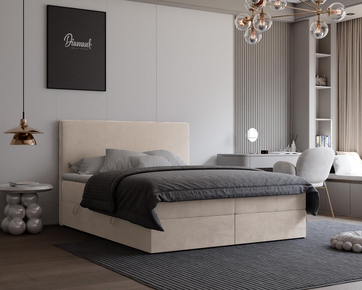 BOXBETT GIULIA 180/200 cm mit Matratze und Topper, Hellbeige - Beige, Textil (180/200cm) - Idohome