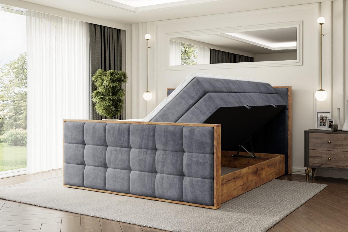BOXSPRINGBETT mit Matratze H3|H4 und Lattenrost - LOLLI7-Z KING-200x200 - Dunkelgrau Casablanca - Dunkelgrau, Holzwerkstoff (200/200cm) - ALTDECOR