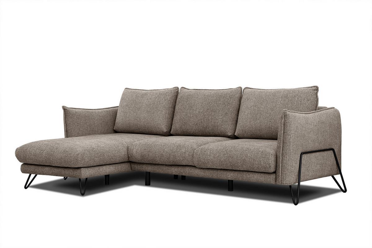 ECKSOFA HOSTEN 4-Sitzer, taupe - Taupe/Schwarz, Holzwerkstoff/Textil (158/269cm) - Wozimo