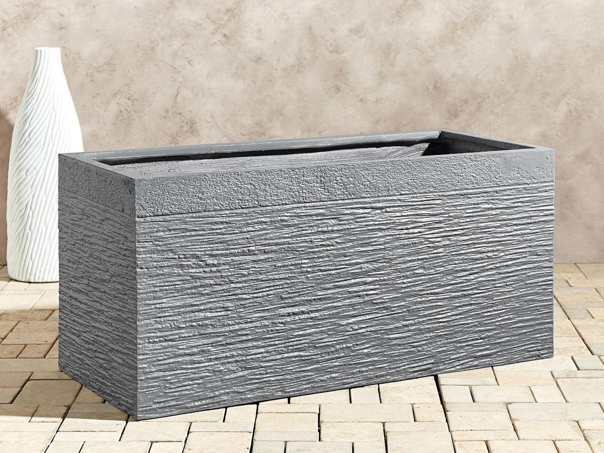 BLUMENTOPF grau rechteckig 80/37/38 cm Myra - Grau, Naturmaterialien (37cm) - Beliani