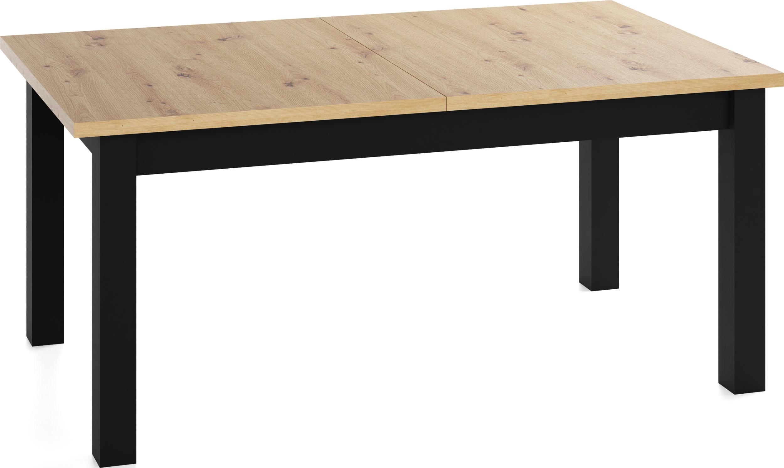ESSTISCH Lindberg ausziehbar verlängerbar rechteckig, Eiche Artisan Hellbraun 140-160/80/77 cm - Schwarz/Eiche Artisan, Holz/Holzwerkstoff (80/180/76.5cm) - WFL GROUP