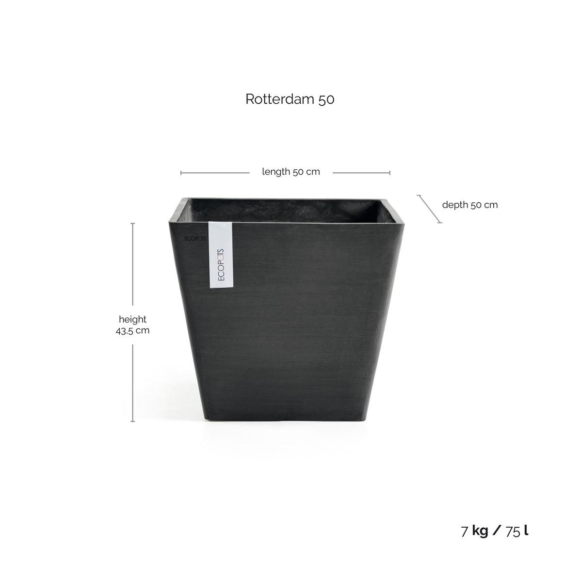 BLUMENTOPF Rotterdam 50/50/43,5 cm Dunkelgrau - Dunkelgrau, Kunststoff (50/43.5cm) - Ecopots