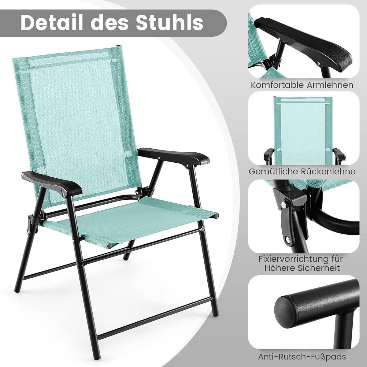 KLAPPSTÜHLE Türkis(2er-Set) - Türkis, Metall (65/93/60cm) - COSTWAY