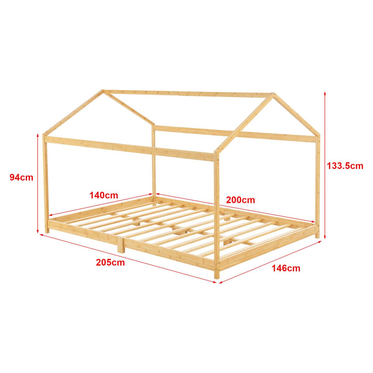 HAUSBETT Vindafjord - Naturfarben, Holz (140/200cm) - [en.casa]