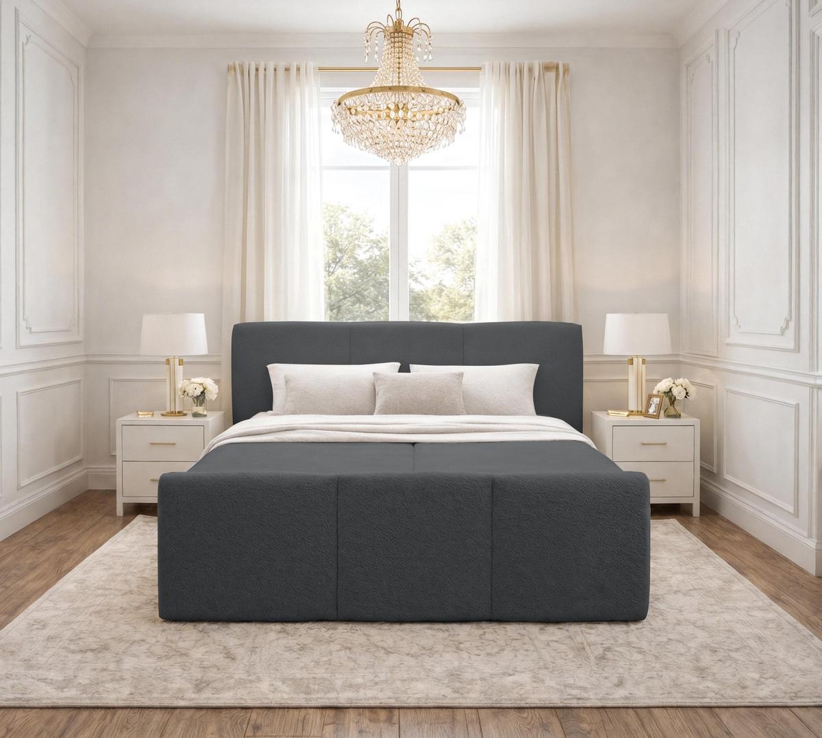 BOXBETT ANKARRA 140x200 cm mit Bettkasten und Matratze - Grau + TOPPER - Schwarz/Grau, Holz/Holzwerkstoff (140/200cm) - AX Living