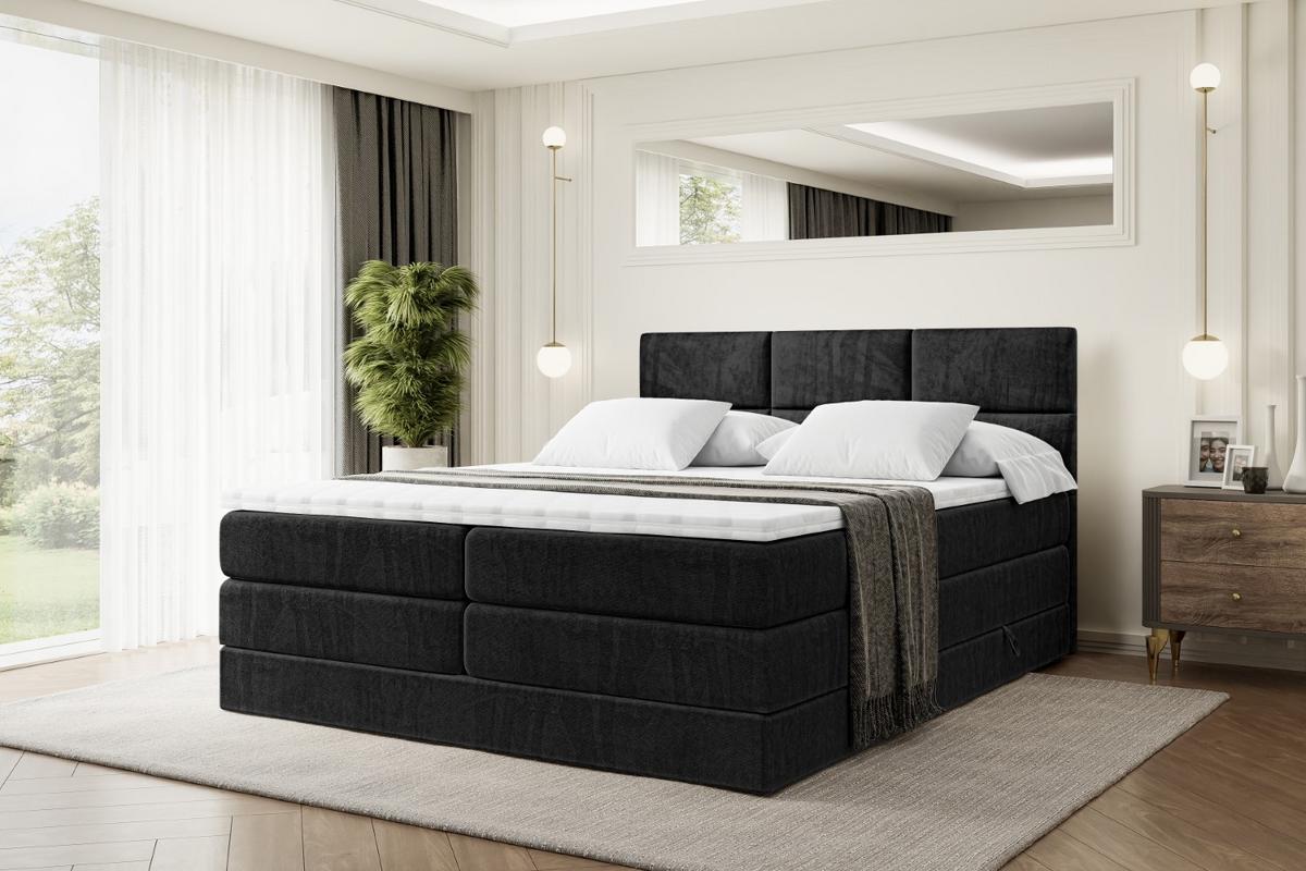 BOXSPRINGBETT OHIO KING - 160x200 - H3/H4 - Schwarz - Schwarz, Holzwerkstoff (160/200cm) - ALTDECOR