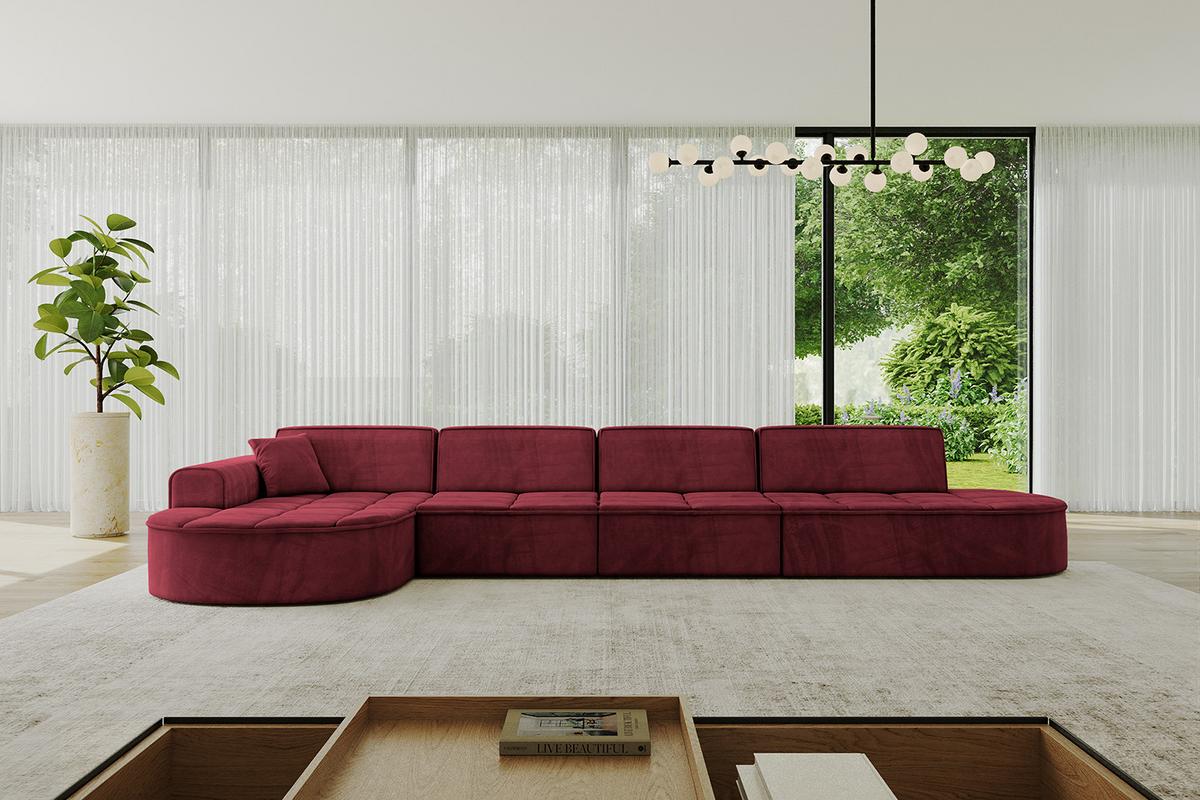 ECKSOFA Ottomane Links TARO-L3 - 413x171x79,5 cm Bordeauxrot - Bordeaux, Holzwerkstoff/Textil (413/171cm) - ALTDECOR