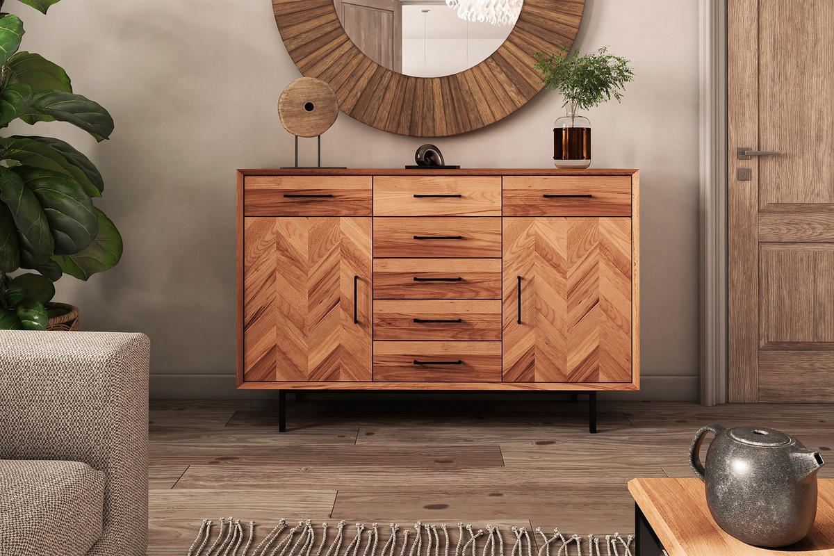 KOMMODE BREIT LEON Kernbuche - Kernbuche, Holz (144/95/45cm) - byoak