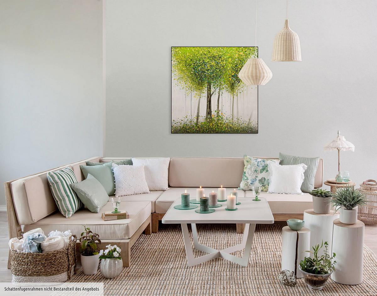ÖLGEMÄLDE 80/80 cm - Weiß/Grün, Holz/Textil (80/80cm) - KUNSTLOFT